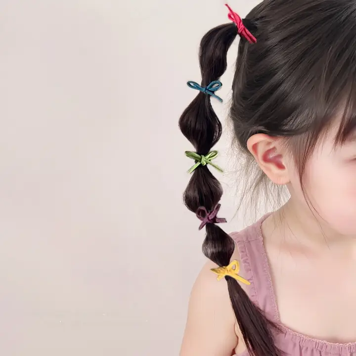 カラフルで可愛い女の子用ヘアゴム【高弾力・デザインリボン】（セットアップ対応）