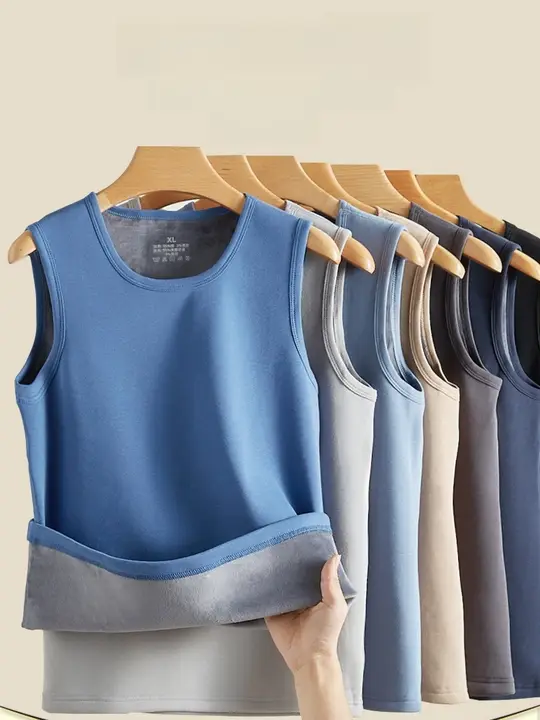 抗菌加工の長綿素材 男性用裏起毛タンクトップ【温かさをキープ・フィット感】