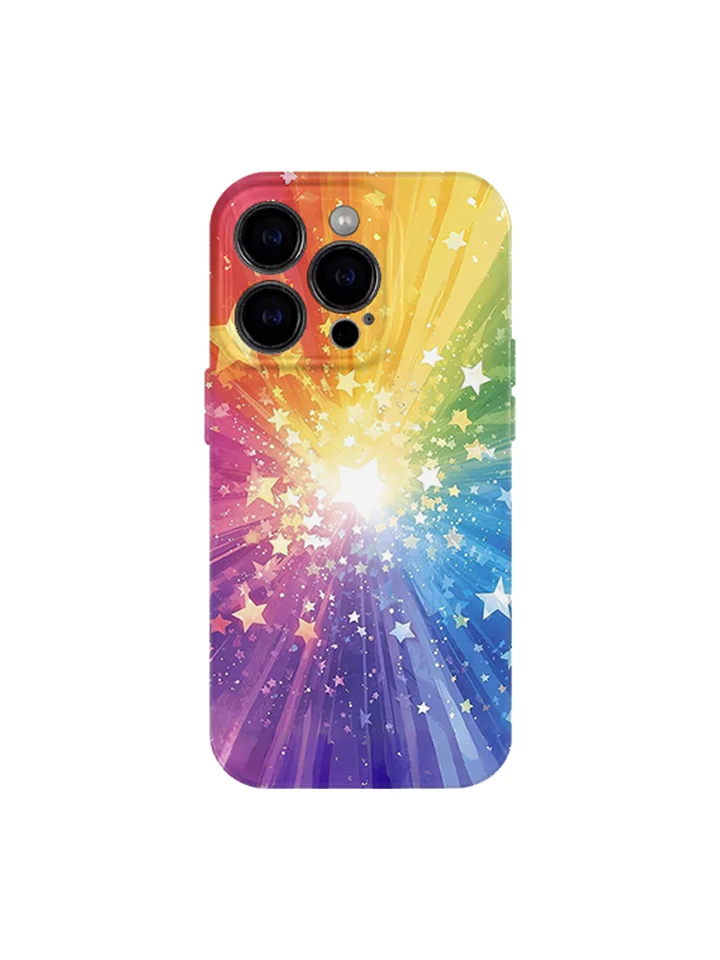 スマホケース キラキラ レインボー 光沢フィルム 多機種対応 iPhone Android おしゃれ