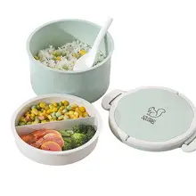 シンプルな学生用お弁当箱【電子レンジ対応・プラスチック製・ふた付き・丸型・大サイズ】