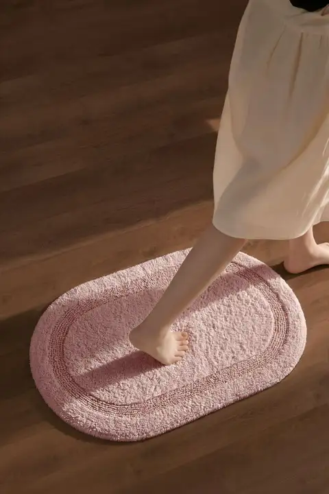 バスマット トイレマット 吸水 滑り止め 厚手 コットン100% 無地 ピンク ブルー ホワイト グレー バスルーム トイレ 脱衣所