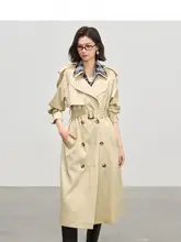 チェック柄バイカラーコート【春用・ビジネススタイル・ロング丈・コットン素材】