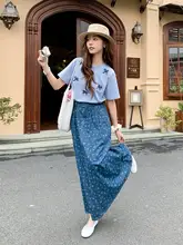 Tシャツ デニムスカート 2点セット レディース 蝶結び プリント 夏