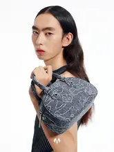 レトロデザインのデニムショルダーバッグ【通勤・ハンドバッグ・シングルショルダー】