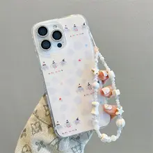 キュートなデザイン！ミルク模様のエレファント スマホケース【iPhone対応・ストラップ付き】