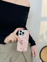 スマホケース レディース チェーンストラップ付き 斜め掛け 手提げ 四隅穴あき ガーリー iPhone対応
