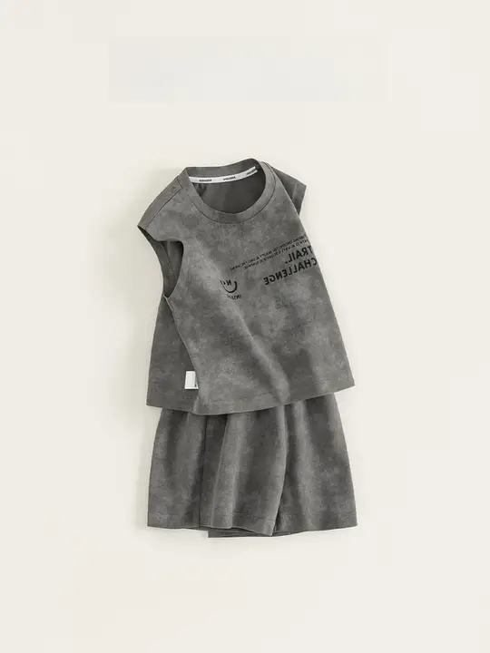 2点セット キッズ ボーイズ ノースリーブTシャツ ショートパンツ タイヤイ ストリート 夏