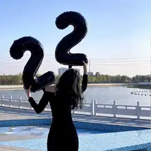 黒い数字のバルーン【おしゃれな誕生日撮影用・アートディスプレイ】