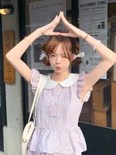 夏にぴったり！芋泥気泡デザインの半袖トップスとフレアスカート【淡い紫色・セットアップ対応】