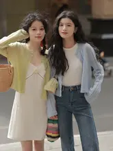 ハングルデザインのレース編みカーディガン【女性用・春夏・ルーズフィット・ショート丈】