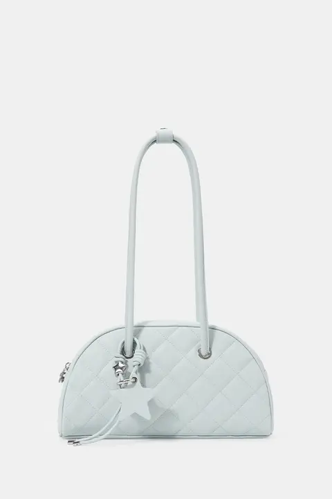 菱形デザインの女性用ワンショルダーバッグ【ブルー・ピンク・秋冬用・小物付き】