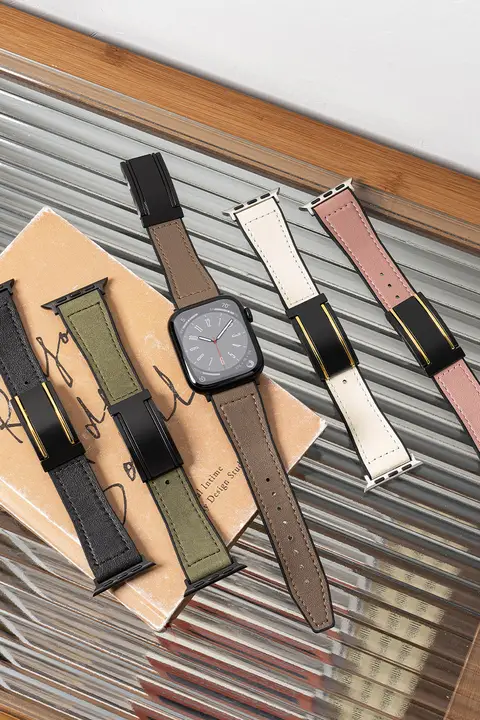 スマートウォッチ用ベルト 本革 折りたたみ マグネット式 メンズ レディース スポーツ 上品 おしゃれ Apple Watch 対応