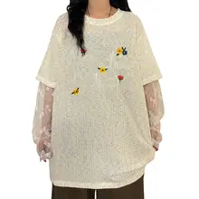 刺繍レースパネルの長袖UVカットカーディガン【アメリカンビンテージスタイル】