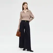 デニムワイドパンツ 女性 通勤 ゆったり ハイウエスト ヴィンテージ フレンチデザイン