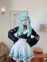 電子猫耳デザインのロリータ風長袖パーカー【アンダーグラウンドスタイル・未来的な衣装・立体デザイン】（セットアップ対応）