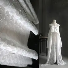 孔雀柄 春夏用透かし編みデザイン生地【ハート型模様・DIY向け・服装デザイン用】