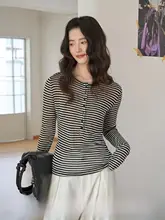 コントラストストライプのハンリーネック長袖Tシャツ【春用・スリムフィット】