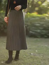 黒色ハイウエストウールスカート【Aライン・フレア・秋春用】