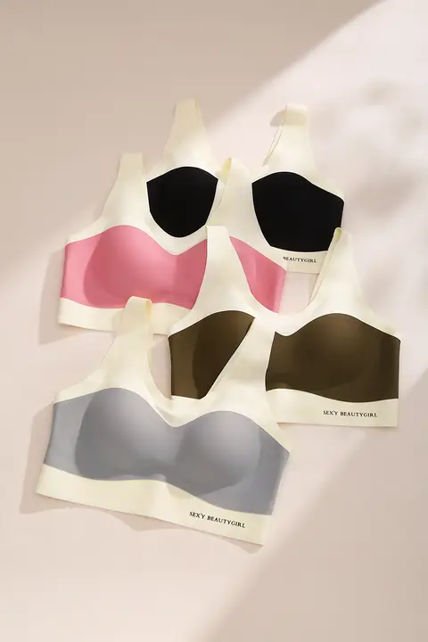 光沢仕上げのノンワイヤーブラ【快適・通気性・副乳をサポート・背面型】