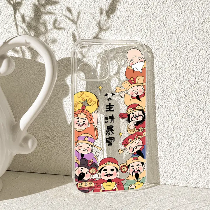 趣味性のあるプリンセスデザインのiPhoneケース【透明・シリコン・防塵】（セットアップ対応）