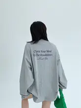 春用 フィット ロゴプリント コットン長袖Tシャツ【女性用・オーバーサイズ・カジュアル】