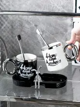 高級感あるカップセット【陶器・洗面用・トレー付き・カップ2個セット】
