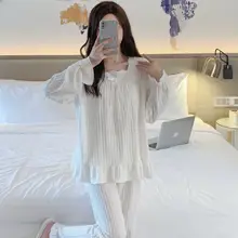 長袖長ズボンのキャジュアルなプリンセス風セットアップ【可愛らしいレース・コットン100%】（セットアップ対応）