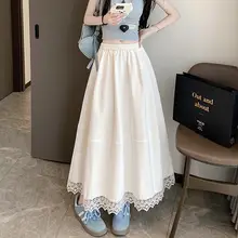 フリル付きプリーツデザインのハイウエストフレアスカート【夏用・大きな裾・着やせ効果】（セットアップ対応）