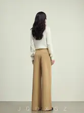 骨格を生かしたカジュアルなカーキ色の高腰ワイドパンツ【春秋用・フィット】（セットアップ対応）