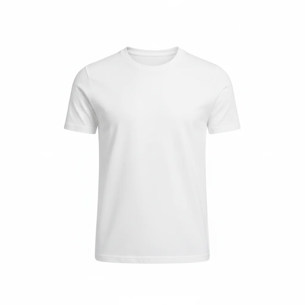白いクルーネック半袖Tシャツの白背景画像