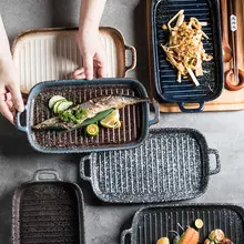 陶器製 大型ダブルハンド オーブン皿【ステーキプレート・西洋食器】