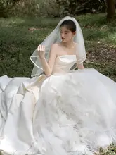 白色ベール 新婦用 結婚式用サテンヘッドドレス【撮影用・フワフワデザイン】