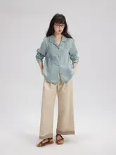 春にぴったりなヴィンテージ風デニムシャツ【天絲・コットン混・フレンチスタイル】