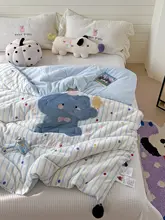 カートゥーン刺繍入りミルクベルベット掛け布団【学生用・春秋冬用・厚手・暖かさ】