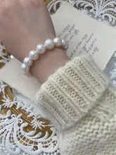 自然素材使用の大きなバロック淡水パールブレスレット【ハンドメイド・基本デザイン・シンプルスタイル】