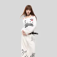 肩出しデザインの女性用長袖Tシャツ【春季・ショート丈・デザインスリーブ】