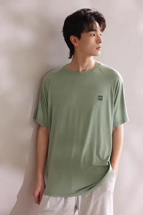男士夏用モダールTシャツ【短袖・涼感・ホームウェア・外出可能】