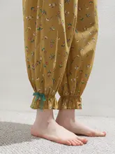 100%コットンプリントのパンツ【レースフラワー・ウエストゴム・カジュアル仕様】（セットアップ対応）