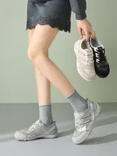 厚底のレトロデザイン運動靴【女性用・ブラック・快適デザイン】