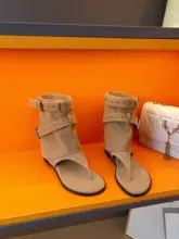 内増高ローマサンダル【女性用・皮ベルト付き・トングデザイン・トレンドスタイル】