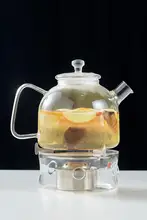 耐熱高硼硅ガラス製 大容量直火用茶器【ガスコンロ対応・フルーツ茶用】