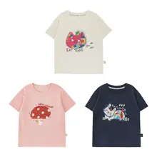 可愛いカートンデザインの女児用夏用ショートスリーブTシャツ【抗菌・高弾力・クール感】