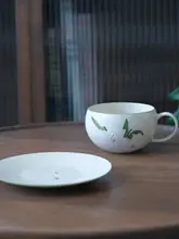 コーヒーカップセット ラテカップ ユリ 陶器 ハンドメイド