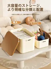 プラスチック製収納ボックス【厚型・長方形・蓋付き・リビング用・お菓子やおもちゃ整理用】
