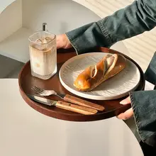 木製丸型トレイ【和風・ティーサービング・スイーツ用】