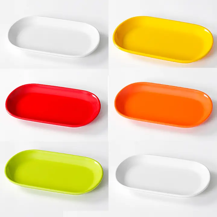 密胺製オーバルディッシュ【小皿・火鍋用・プラスチック製・模造陶器】