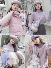 ハイネック紫色ニットトップス【女性用・フィット感・秋冬用】