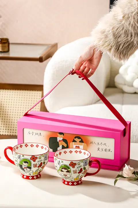 ペア 陶磁器製 マグカップ【ギフトボックス入り・結婚式用】（セットアップ対応）