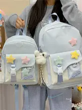 かわいいバイカラー学生用小型バックパック【軽量・旅行用・ダブルストラップ】