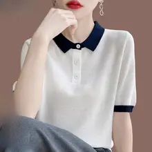 極上の柔らかさ シルク ポロネック半袖Tシャツ【レディース・夏用・薄手】